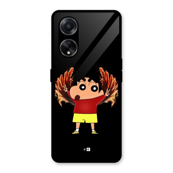 Fire Shinchan Glass Back Case for Oppo F23