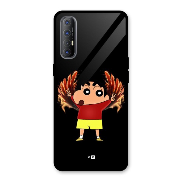 Fire Shinchan Glass Back Case for Oppo Reno3 Pro