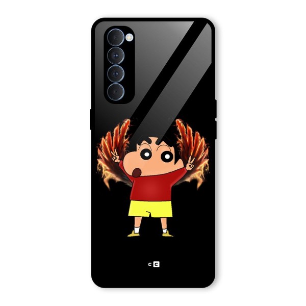 Fire Shinchan Glass Back Case for Oppo Reno4 Pro