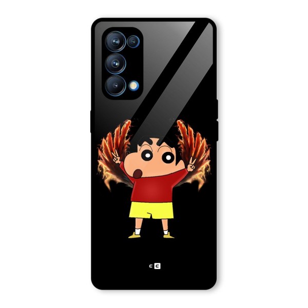 Fire Shinchan Glass Back Case for Oppo Reno5 Pro 5G