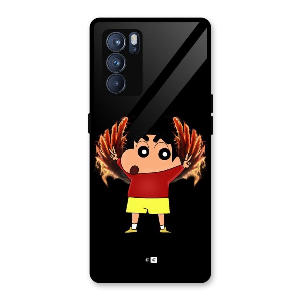 Fire Shinchan Glass Back Case for Oppo Reno6 Pro 5G