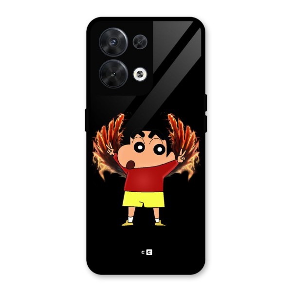 Fire Shinchan Glass Back Case for Oppo Reno8 5G