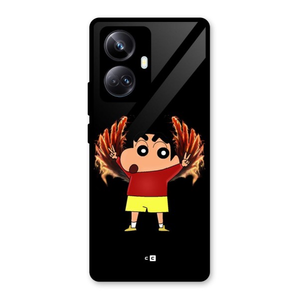 Fire Shinchan Glass Back Case for Realme 10 Pro Plus