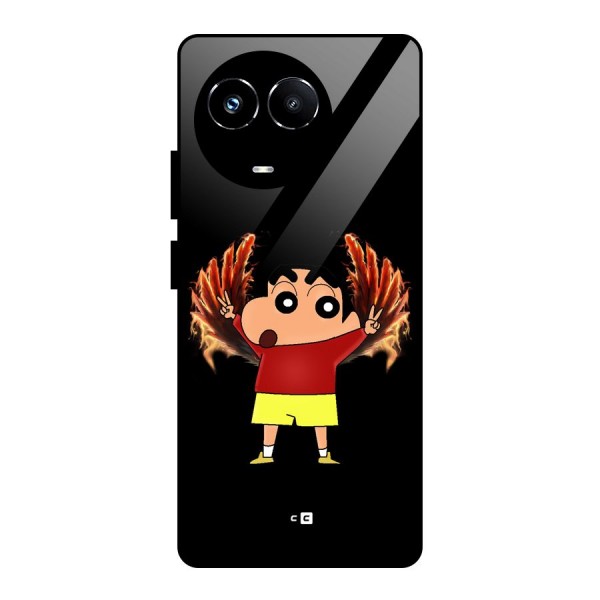 Fire Shinchan Glass Back Case for Realme 11X