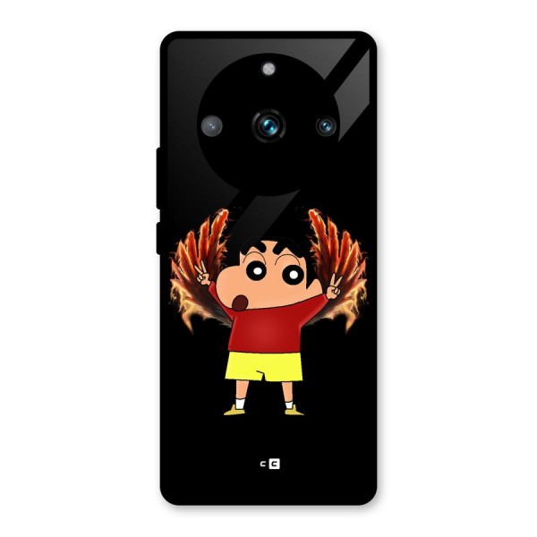 Fire Shinchan Glass Back Case for Realme 11 Pro Plus