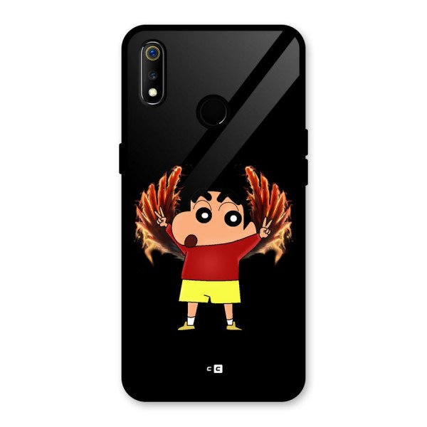 Fire Shinchan Glass Back Case for Realme 3