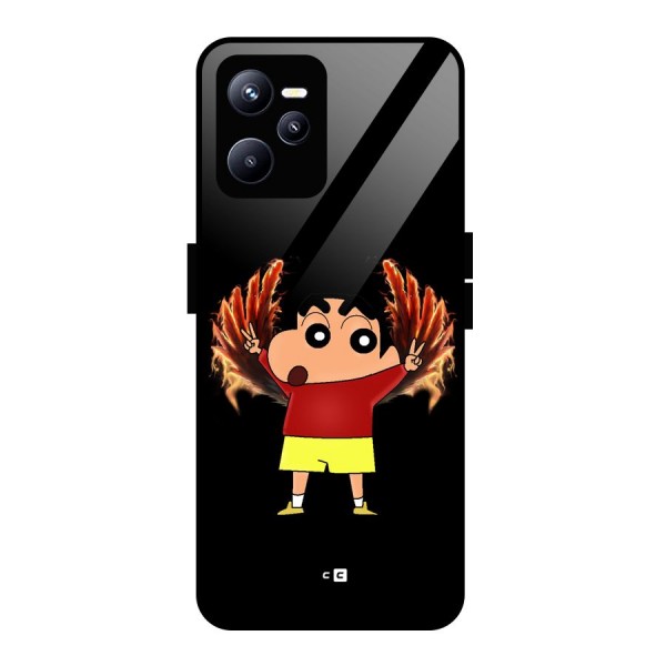 Fire Shinchan Glass Back Case for Realme C35