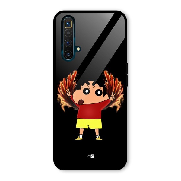 Fire Shinchan Glass Back Case for Realme X3 SuperZoom