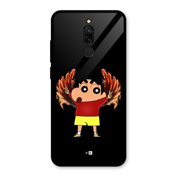 Fire Shinchan Glass Back Case for Redmi 8