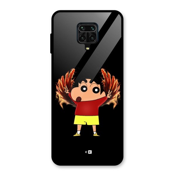 Fire Shinchan Glass Back Case for Redmi Note 10 Lite