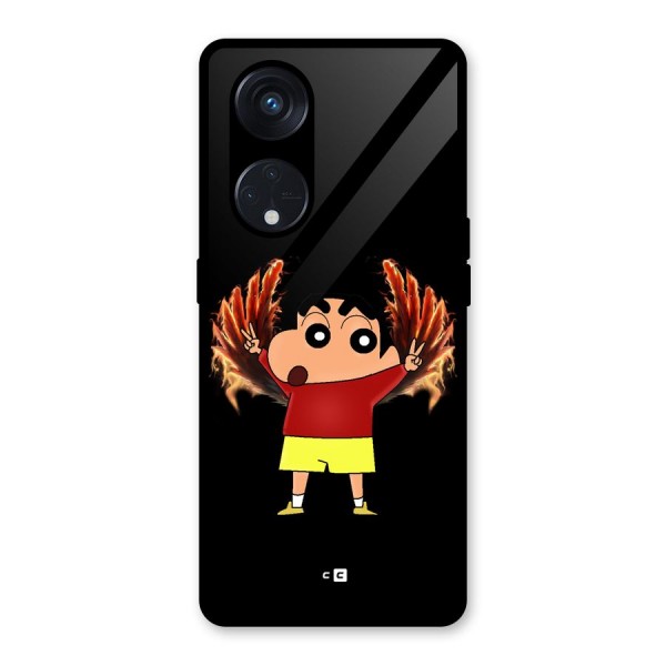 Fire Shinchan Glass Back Case for Reno8 T 5G