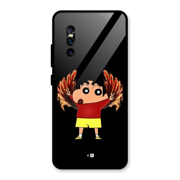 Fire Shinchan Glass Back Case for Vivo V15 Pro