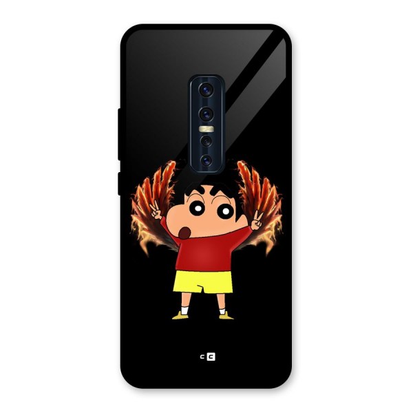 Fire Shinchan Glass Back Case for Vivo V17 Pro