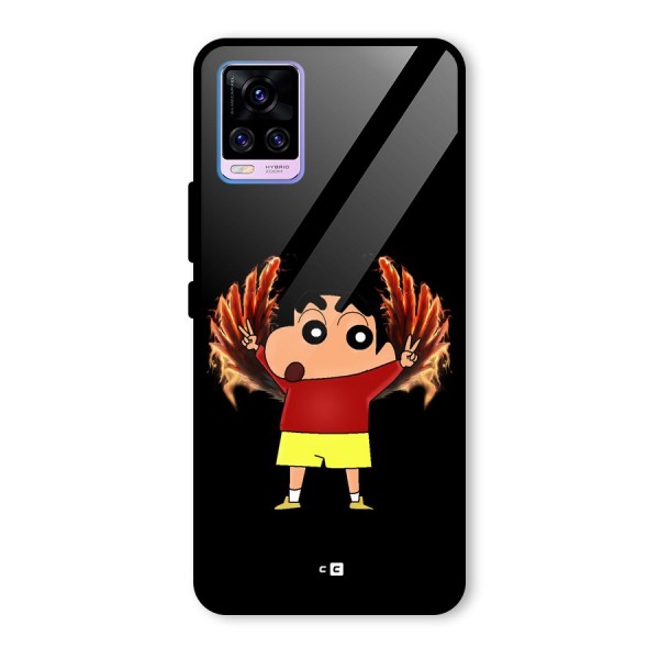 Fire Shinchan Glass Back Case for Vivo V20 Pro