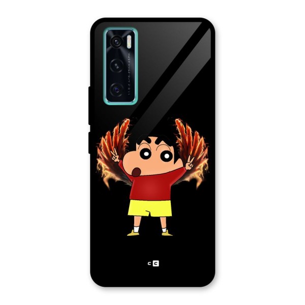 Fire Shinchan Glass Back Case for Vivo V20 SE