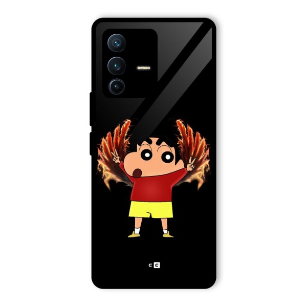 Fire Shinchan Glass Back Case for Vivo V23 Pro