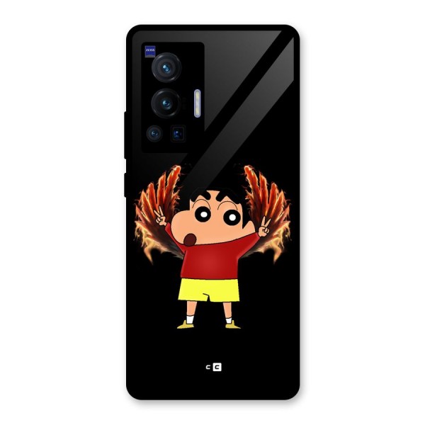 Fire Shinchan Glass Back Case for Vivo X70 Pro