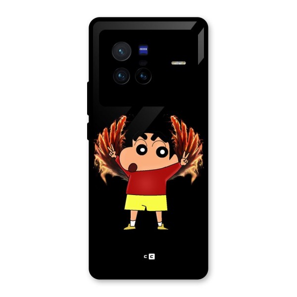 Fire Shinchan Glass Back Case for Vivo X80