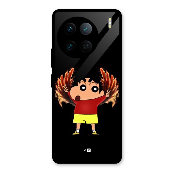 Fire Shinchan Glass Back Case for Vivo X90 Pro