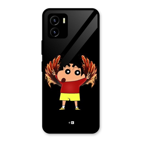 Fire Shinchan Glass Back Case for Vivo Y15s