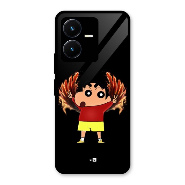 Fire Shinchan Glass Back Case for Vivo Y22