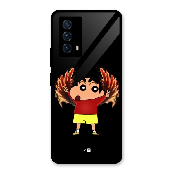 Fire Shinchan Glass Back Case for Vivo iQOO Z5