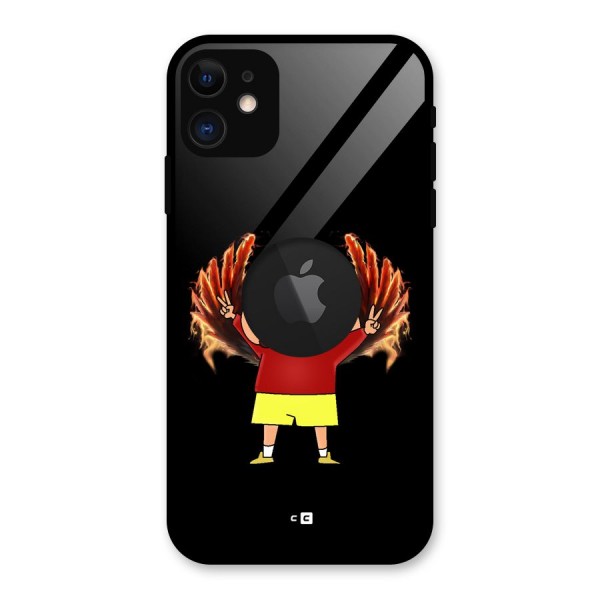 Fire Shinchan Glass Back Case for iPhone 11 Logo Cut