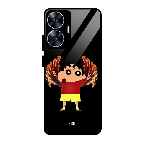 Fire Shinchan Glass Back Case for realme C55