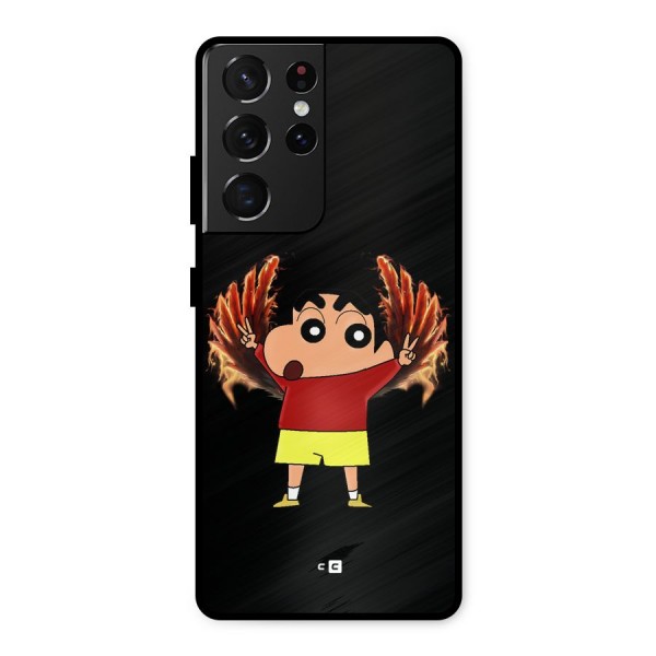 Fire Shinchan Metal Back Case for Galaxy S21 Ultra 5G