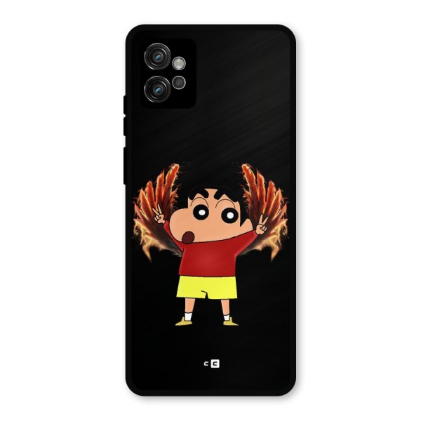 Fire Shinchan Metal Back Case for Moto G32