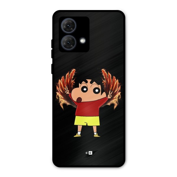 Fire Shinchan Metal Back Case for Moto G84