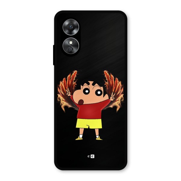 Fire Shinchan Metal Back Case for Oppo A17