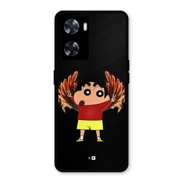 Fire Shinchan Metal Back Case for Oppo A57 2022