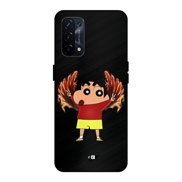 Fire Shinchan Metal Back Case for Oppo A74 5G