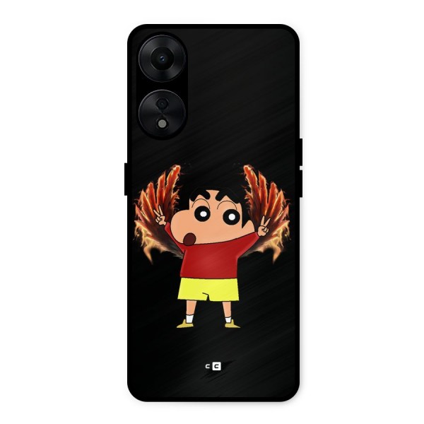 Fire Shinchan Metal Back Case for Oppo A78 5G