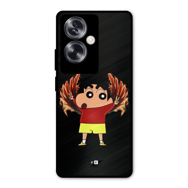 Fire Shinchan Metal Back Case for Oppo A79 5G