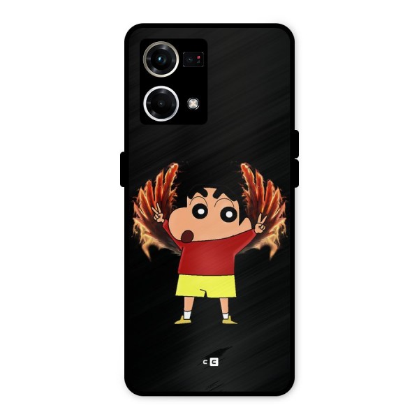 Fire Shinchan Metal Back Case for Oppo F21 Pro 4G