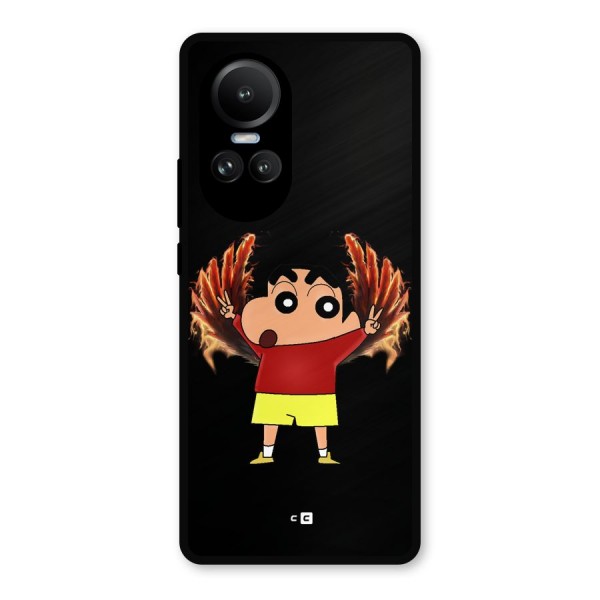 Fire Shinchan Metal Back Case for Oppo Reno10