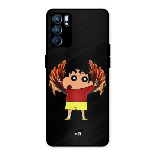 Fire Shinchan Metal Back Case for Oppo Reno6 5G