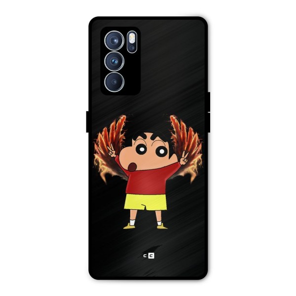 Fire Shinchan Metal Back Case for Oppo Reno6 Pro 5G