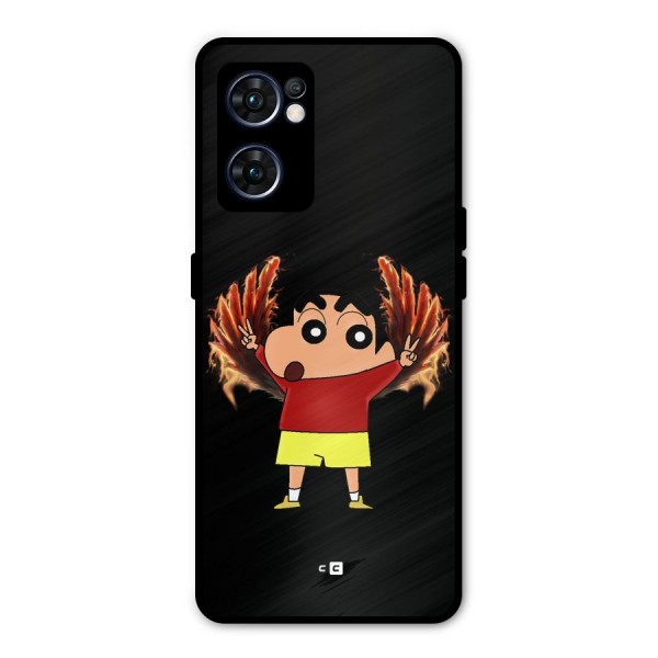 Fire Shinchan Metal Back Case for Oppo Reno7 5G