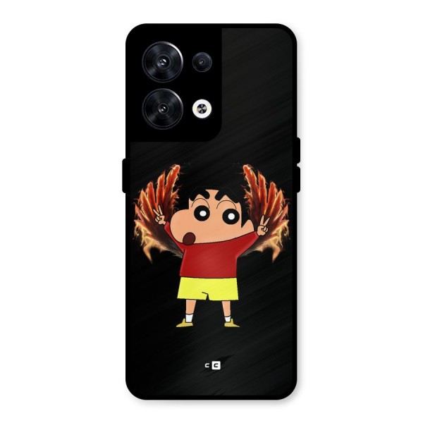 Fire Shinchan Metal Back Case for Oppo Reno8 5G