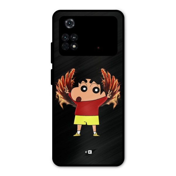 Fire Shinchan Metal Back Case for Poco M4 Pro 4G