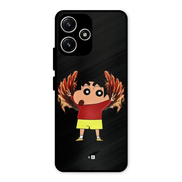 Fire Shinchan Metal Back Case for Poco M6 Pro