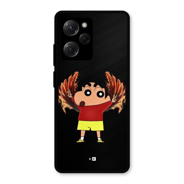 Fire Shinchan Metal Back Case for Poco X5 Pro