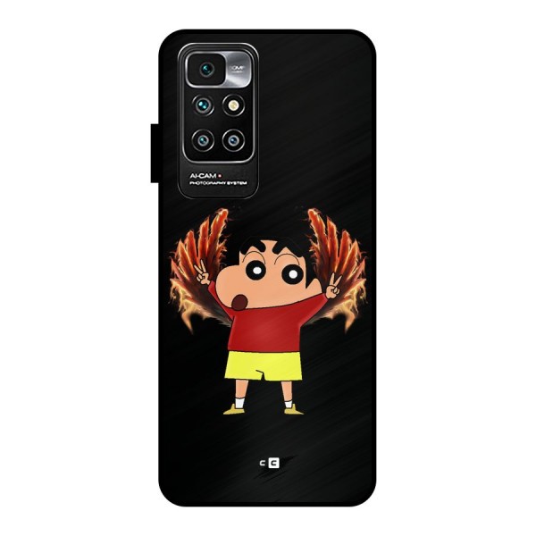 Fire Shinchan Metal Back Case for Redmi 10 Prime