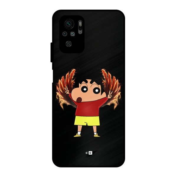 Fire Shinchan Metal Back Case for Redmi Note 10