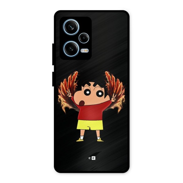 Fire Shinchan Metal Back Case for Redmi Note 12 Pro