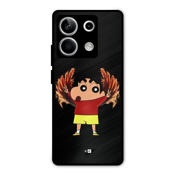 Fire Shinchan Metal Back Case for Redmi Note 13 5G