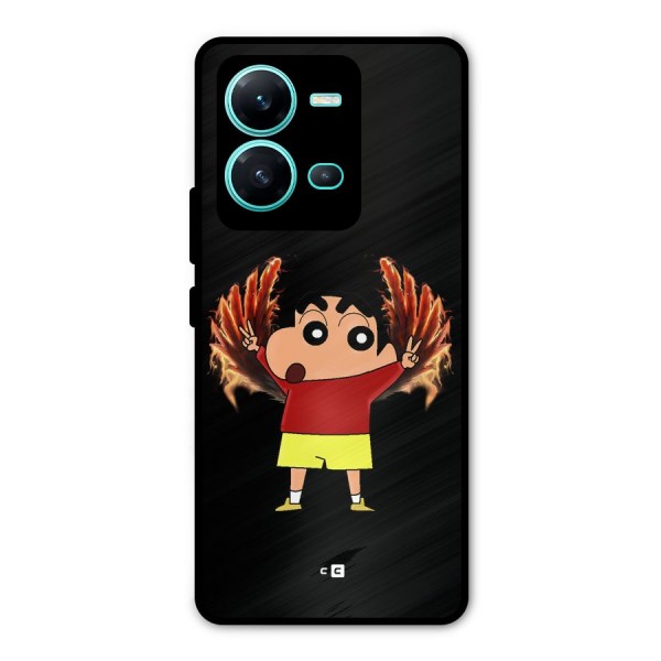 Fire Shinchan Metal Back Case for Vivo V25